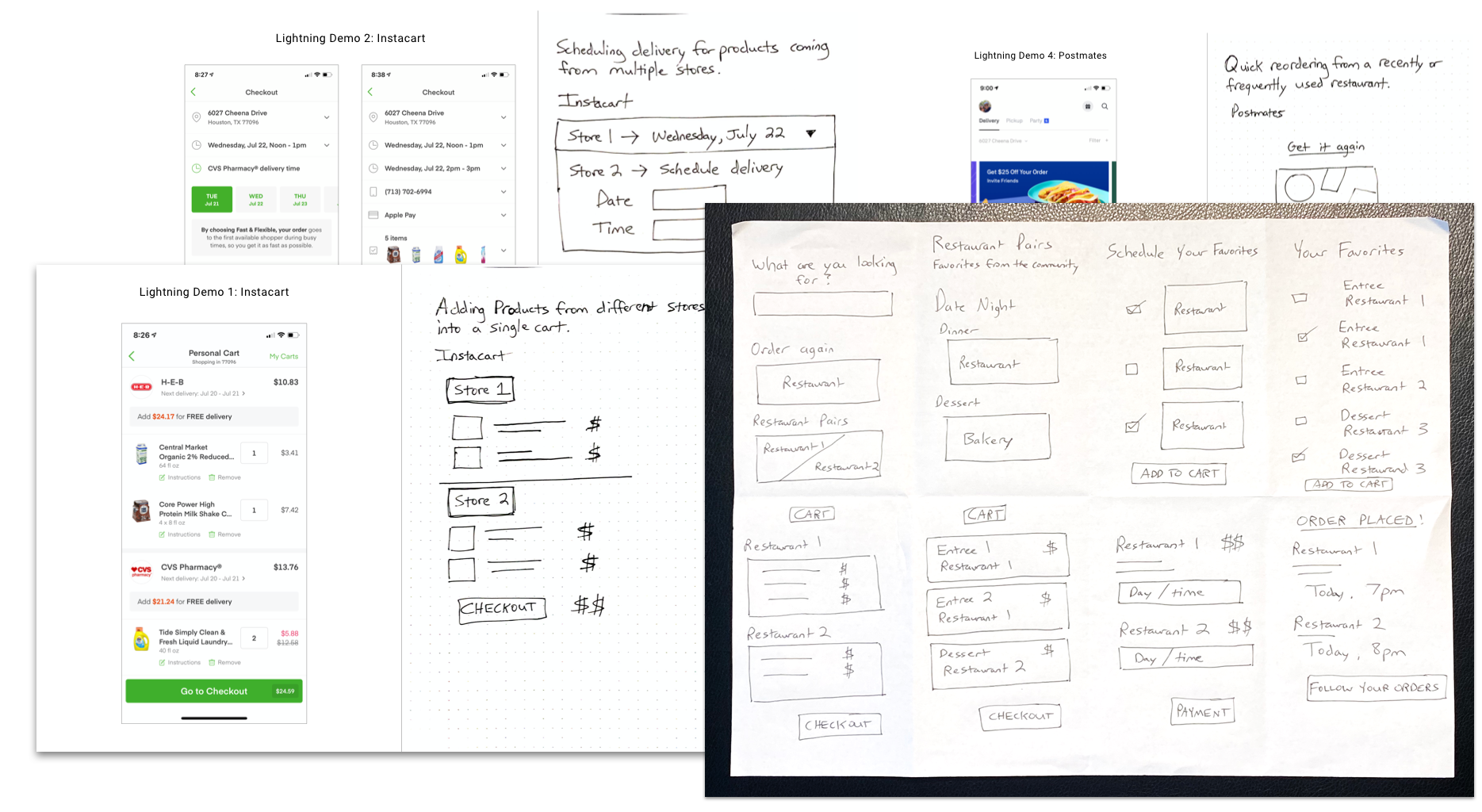 Lightning demos and Crazy 8 sketches.